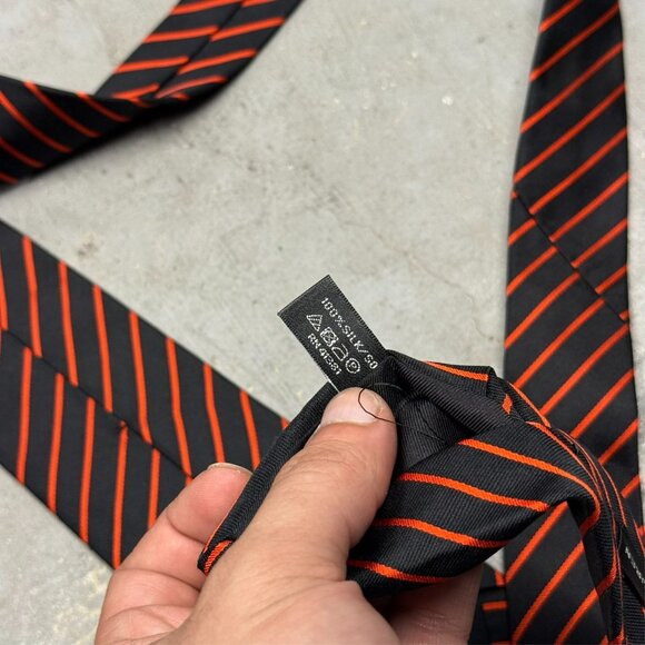Ralph Lauren Tie Black Label 100% Silk Hand Made Made in Italy Striped 3" - Picture 5 of 5
